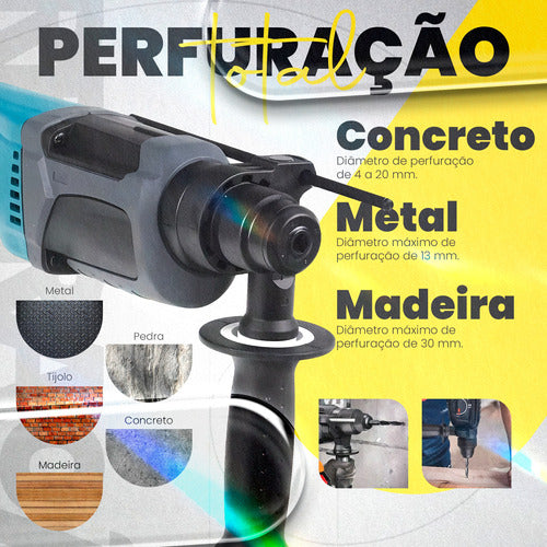 Furadeira Martelete Impacto Bmax 2x Baterias 48v 5000bpm