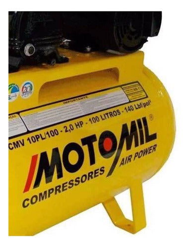 Compressor De Ar 2hp 140psi Cmv-10pl/100a Motomil Cor Amarel