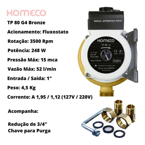 Pressurizador De Água Komeco Tp 80 G4 60hz Automático Bron