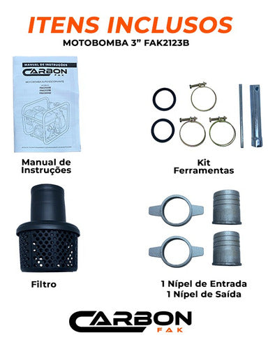 Motobomba Gasolina 3pol Carbon Fak 7hp 60000l/h Alta Pressã