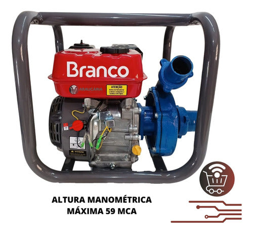 Motobomba A Gasolina Branco 6,5cv 36000 L/h Alta Pressão