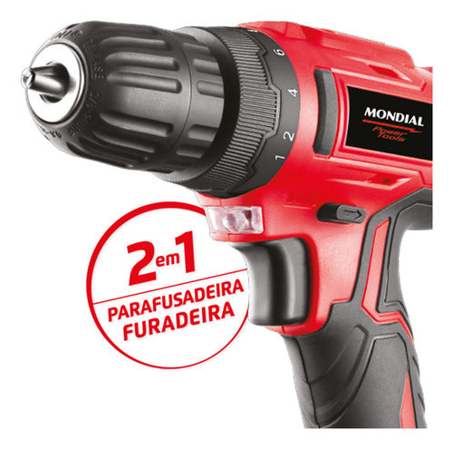 Furadeira Parafusadeira Sem Fio De 10mm Mondial Fpf-06m + Ac