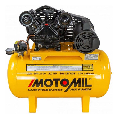 Compressor De Ar 2hp 140psi Cmv-10pl/100a Motomil Cor Amarel