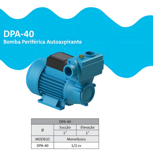 Bomba Dancor Auto Aspirante Dpa-40 - 1/2cv - Bivolt Cor Azul