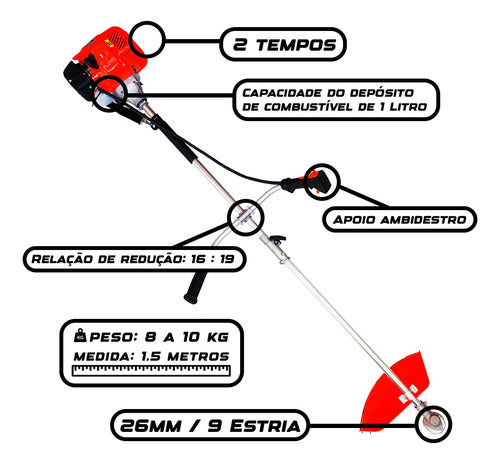 Roçadeira Multifuncional 5 Em 1 3hp 63cc + Motopoda Complet