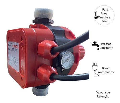 Pressostato Ps1100m Komeco C/ Manômetro Água Quente E Fria