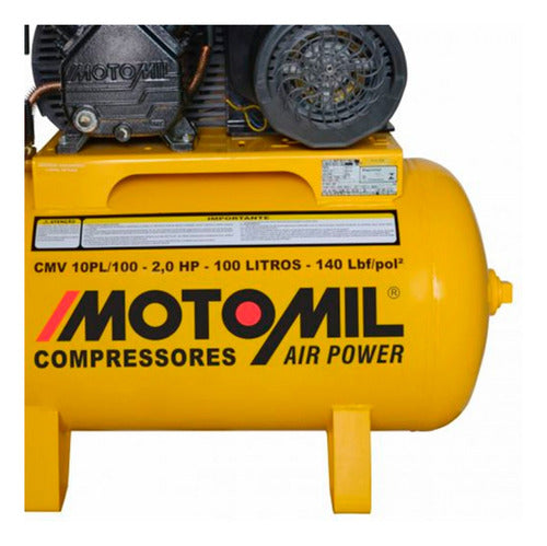 Compressor De Ar 2hp 140psi Cmv-10pl/100a Motomil Cor Amarel