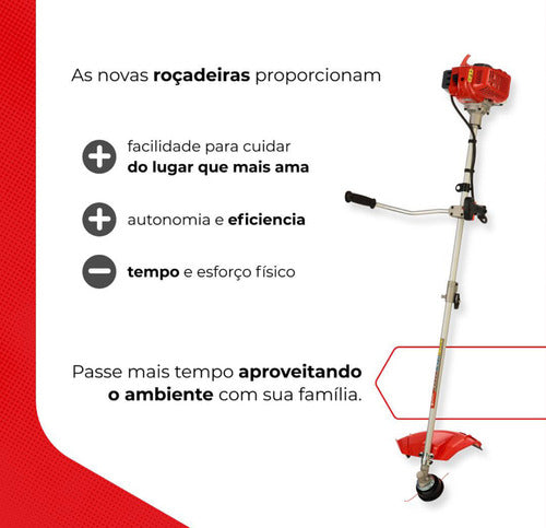 Roçadeira 52cc Profissional Branco A Combustão + Kit Lamin