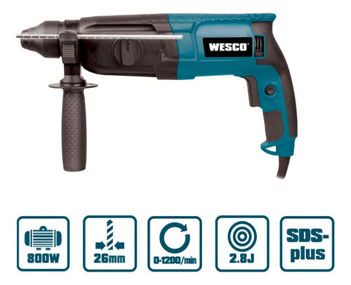 Martelete Eletropneumático Wesco Ws3212k Azul Com 800w De P