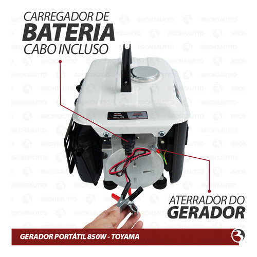 Gerador À Gasolina Tg950th Monofásico 110v 850w Toyama