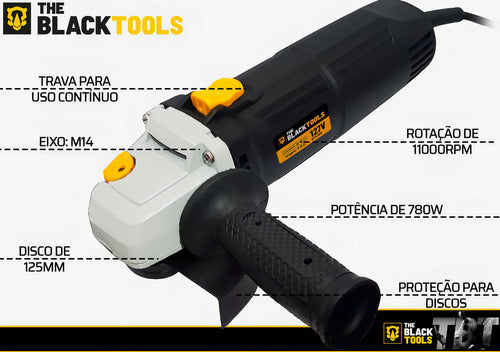 Esmerilhadeira Angular The Black Tools Bta Bta780 De 60hz Pr