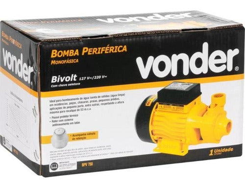 Bomba De Água Periférica 1hp Bivolt Bpv750 Vonder Cor Amar