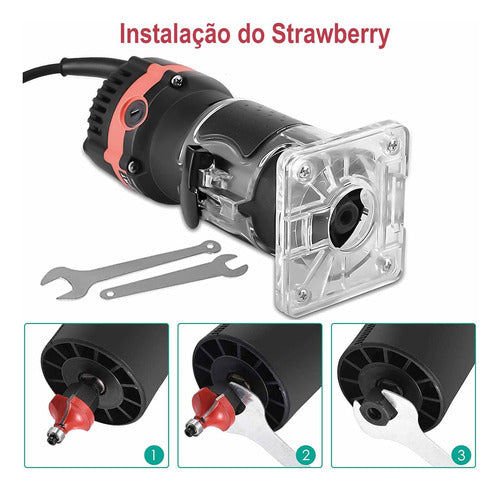 Kit Tupia Manual Laminadora 800w 6mm + Jogo De Fresas 15 Pcs