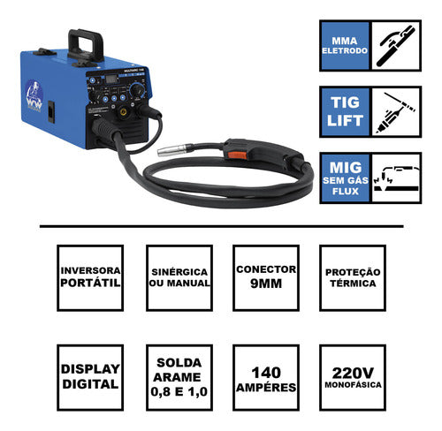 Wwsoldas Multiarc 148 Inversora Solda Multiprocesso Mig Tig