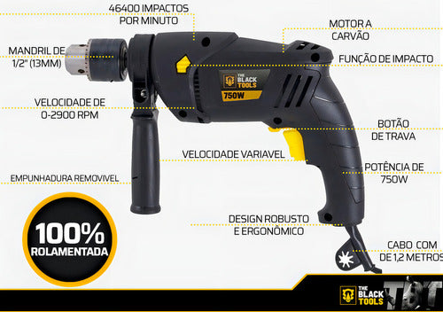 Furadeira De Impacto Profissional 1/2 Pol 13mm 750w 127v Tbf