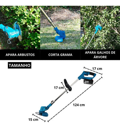 Aparador De Grama Extra Potente 2 Baterias Sem Fio 4.0ah 21v