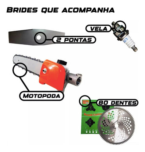 Roçadeira Multifuncional 5 Em 1 3hp 63cc + Motopoda Complet