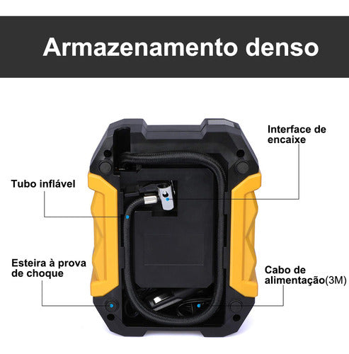 Compressor Calibrador Inflador Ar Pneus Digital Bola Lantern