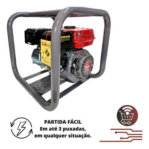 Motobomba Gasolina Branco 6,5cv Alta Pressão Com 2 Válvula