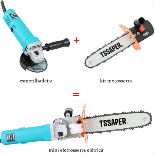 Kit Completo Motossera Tssaper Tskse-01 De 60 Hz Azul-celest