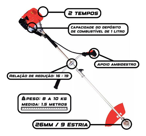 Roçadeira Multifuncional 5 Em 1 3hp 63cc + Motopoda Complet