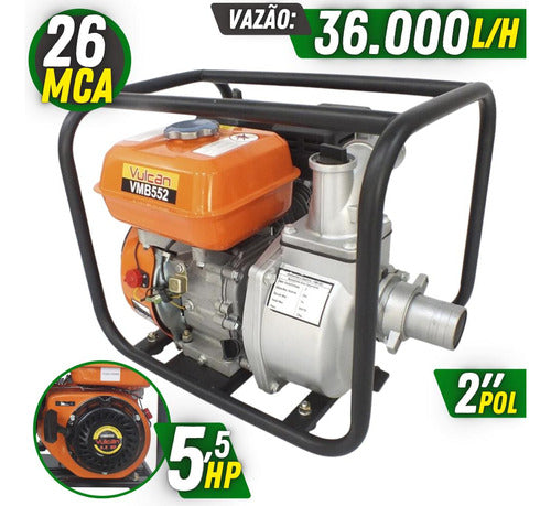 Moto Bomba Autoescorvante Vulcan Vmb552 Á Gasolina 4t 5,5hp