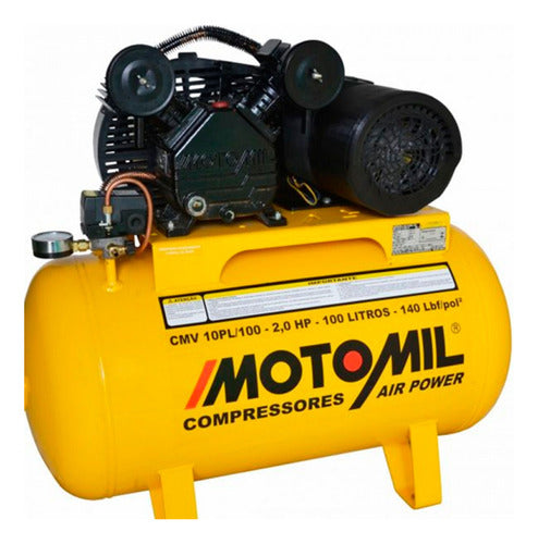 Compressor De Ar 2hp 140psi Cmv-10pl/100a Motomil Cor Amarel