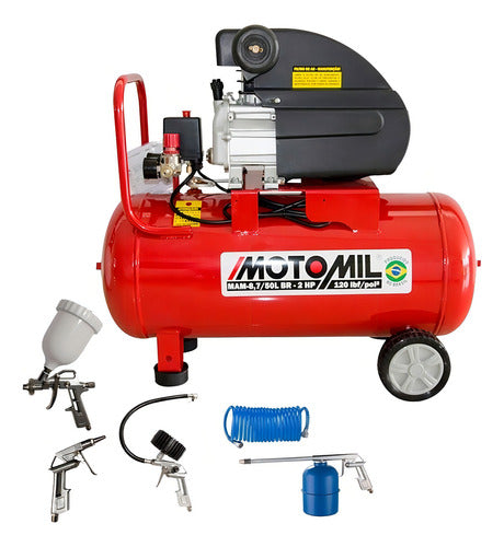 Motocompressor Motomil Mam 8,7pcm 50lt 2hp 220v + Kit Ace