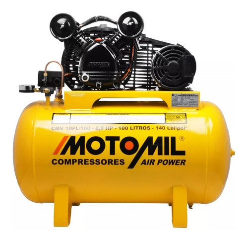 Compressor De Ar 2hp 140psi Cmv-10pl/100a Motomil Cor Amarel