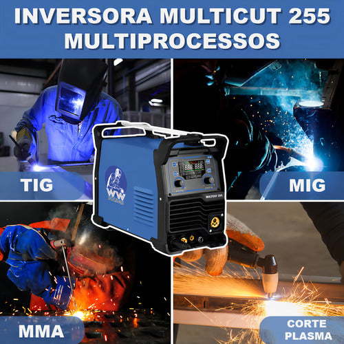 Inversora Solda Multiprocesso Tig Mig Mma Corte Plasma 220v