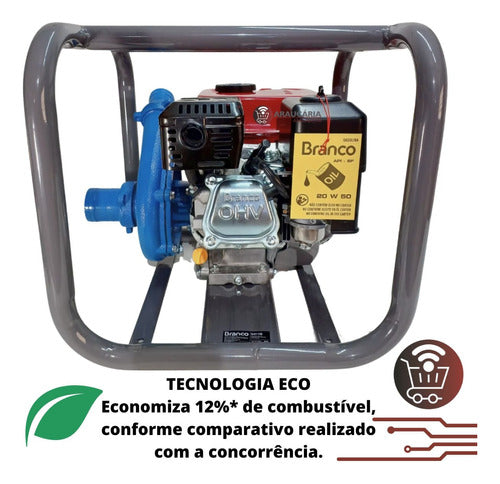 Motobomba A Gasolina Branco 6,5cv 36000 L/h Alta Pressão