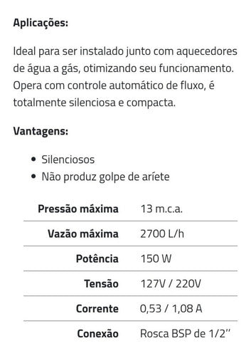 Mini Pressurizador Rowa Rw12 Cerâmica 220v