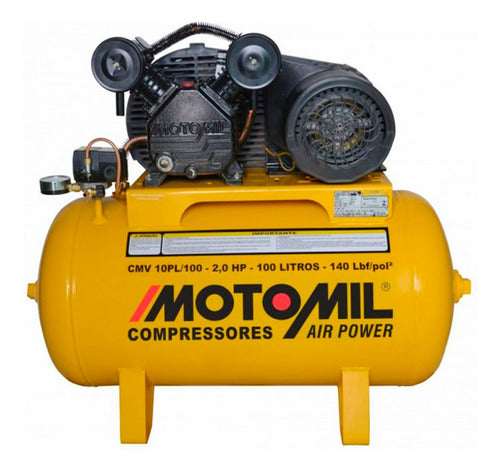 Compressor De Ar 2hp 140psi Cmv-10pl/100a Motomil Cor Amarel