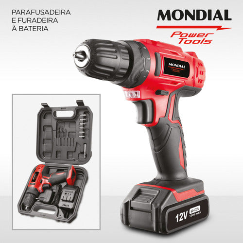 Furadeira Parafusadeira Sem Fio De 10mm Mondial Fpf-06m + Ac